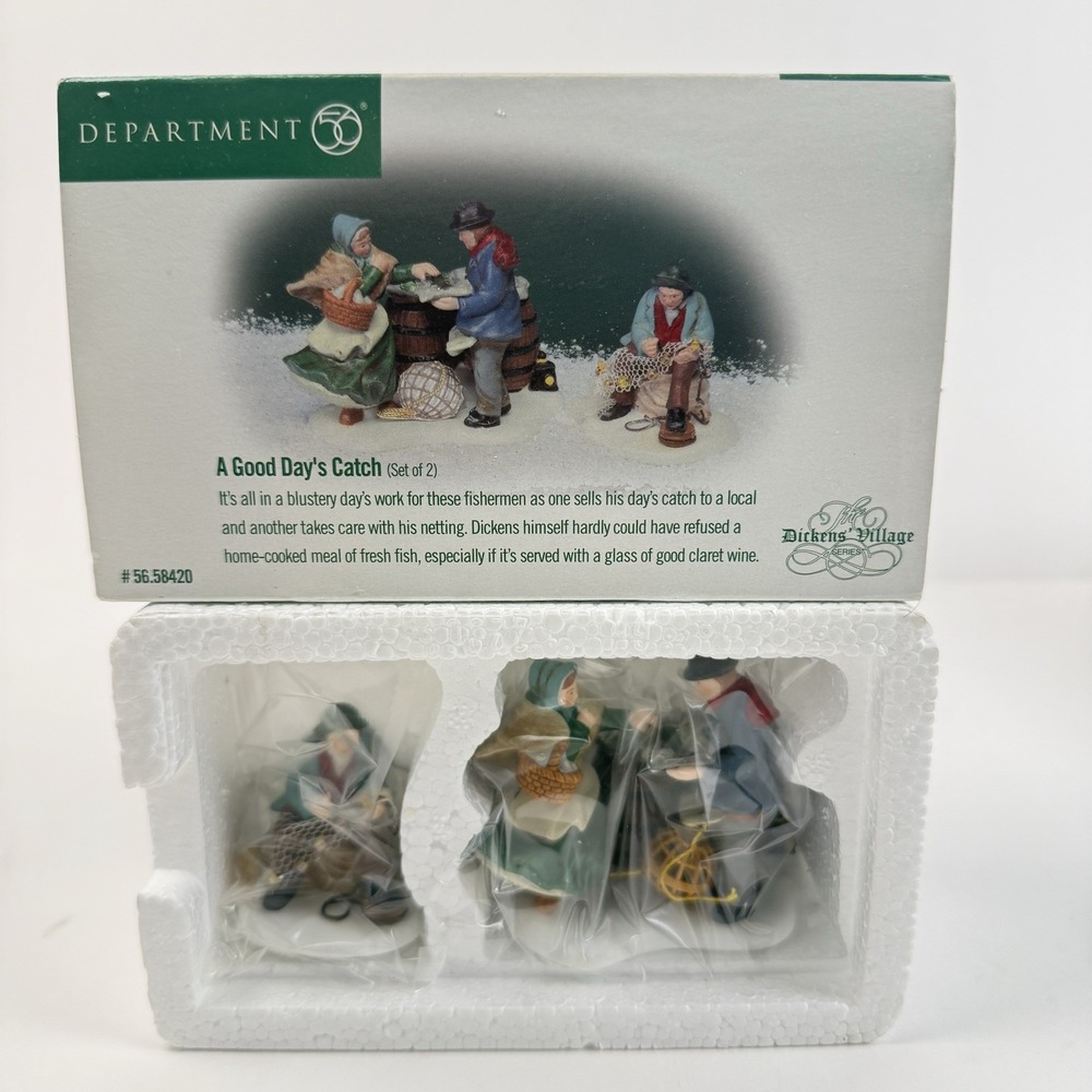 Dept 56 A Good Day's Catch Dickens Villlage Fisherman Fishing Nets Fish 58420
